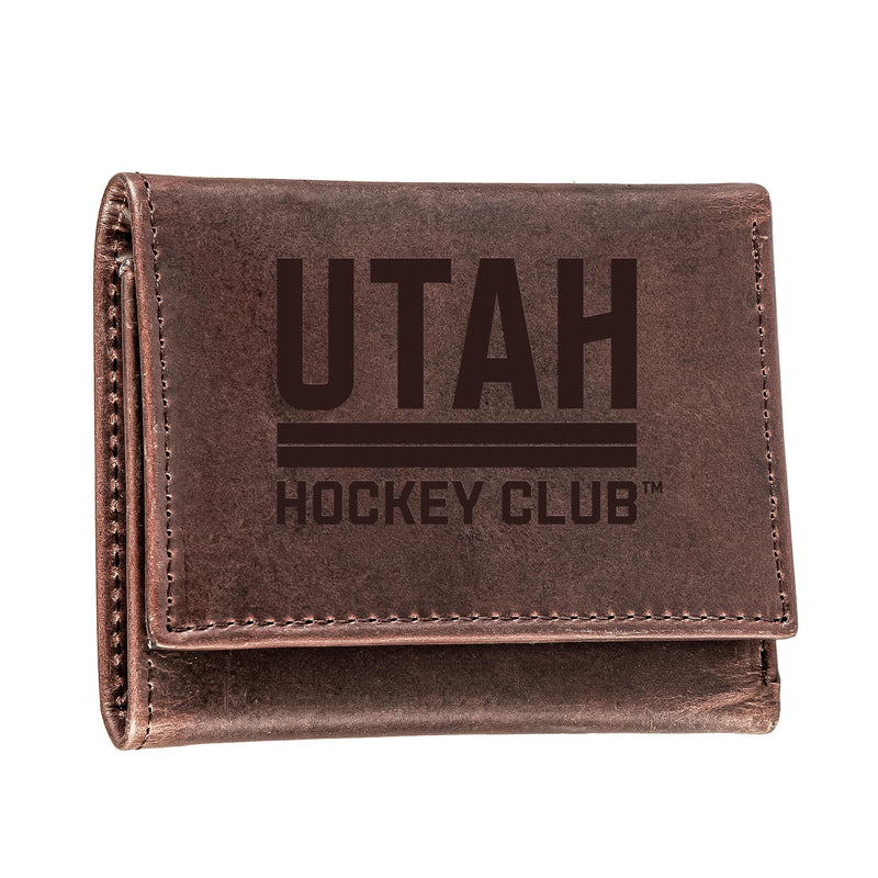 Utah Hockey Club, Tri-Fold Wallet, Brown, CH, 100% Genuine Leather