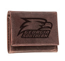 Georgia Southern  University, Tri-Fold Wallet, Brown, CH, 100% Genuine Leather