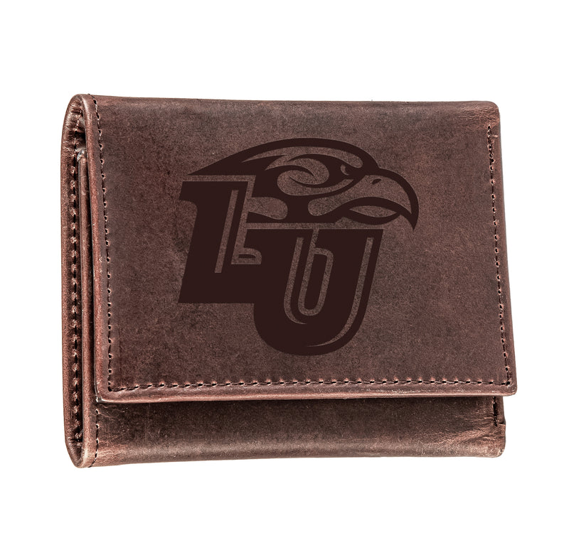 Liberty University, Tri-Fold Wallet, Brown, CH, 100% Genuine Leather