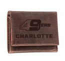 University of North Carolina, Charlotte, Tri-Fold Wallet, Brown, CH, 100% Genuine Leather
