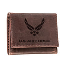 US Air Force Brown Tri-Fold Wallet, 100% Genuine Leather