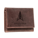 US Space Force Brown Tri-Fold Wallet, 100% Genuine Leather