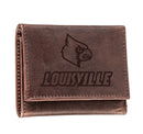 University of Louisville, Tri-Fold Wallet, Brown, CH, 100% Genuine Leather