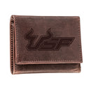South Florida University , Tri-Fold Wallet, Brown, CH, 100% Genuine Leather