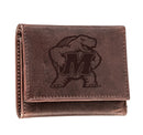University of Maryland, Tri-Fold Wallet, Brown, CH, 100% Genuine Leather