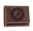 University of Alabama, Tri-Fold Wallet, Brown, CH, 100% Genuine Leather