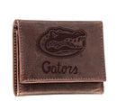 University of Florida, Tri-Fold Wallet, Brown, CH, 100% Genuine Leather