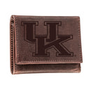 University of Kentucky, Tri-Fold Wallet, Brown, CH, 100% Genuine Leather