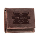 Marshall University, Tri-Fold Wallet, Brown, CH, 100% Genuine Leather