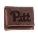 University of Pittsburgh, Tri-Fold Wallet, Brown, CH, 100% Genuine Leather