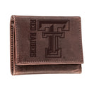 Texas Tech, Tri-Fold Wallet, Brown, CH, 100% Genuine Leather
