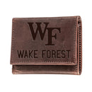 Wake Forest University, Tri-Fold Wallet, Brown, CH, 100% Genuine Leather