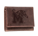 University of Memphis, Tri-Fold Wallet, Brown, CH, 100% Genuine Leather