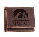 University of Iowa, Tri-Fold Wallet, Brown, CH, 100% Genuine Leather