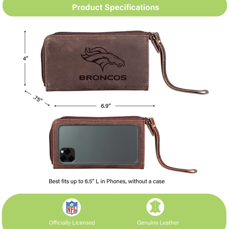 Wristlet Wallet, Brown, Denver Broncos