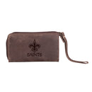 Wristlet Wallet, Brown, New Orleans Saints