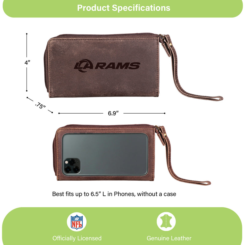 Wristlet Wallet, Brown, Los Angeles Rams
