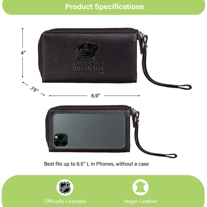 Wristlet Wallet, Black, Columbus Blue Jackets