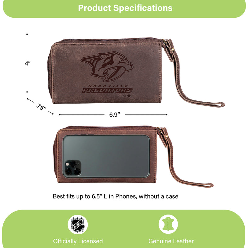 Wristlet Wallet, Brown, Nashville Predators