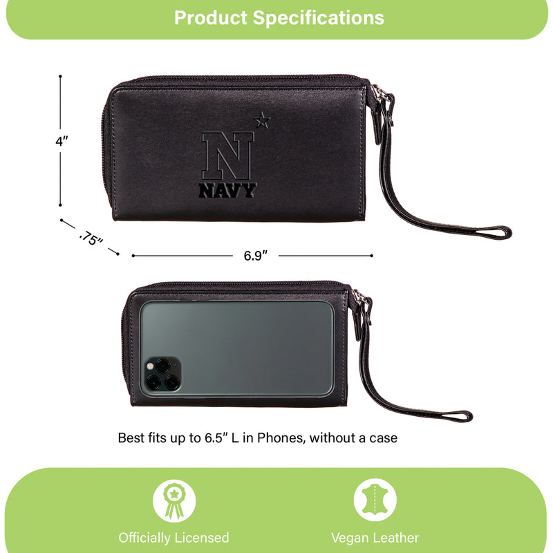 Wristlet Wallet, Black, US Naval Academy