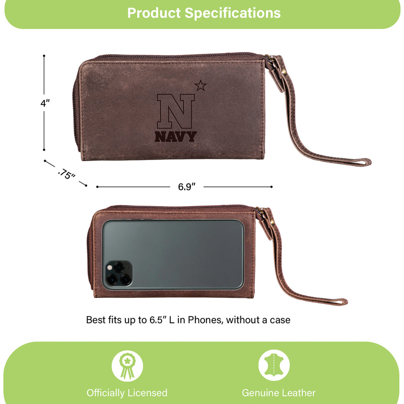 Wristlet Wallet, Brown, US Naval Academy