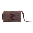 US Marine Corps Brown Wristlet Wallet, 100% Genuine Leather