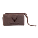 US Air Force Brown Wristlet Wallet, 100% Genuine Leather