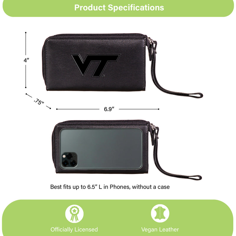 Wristlet Wallet, Black, Virginia Tech
