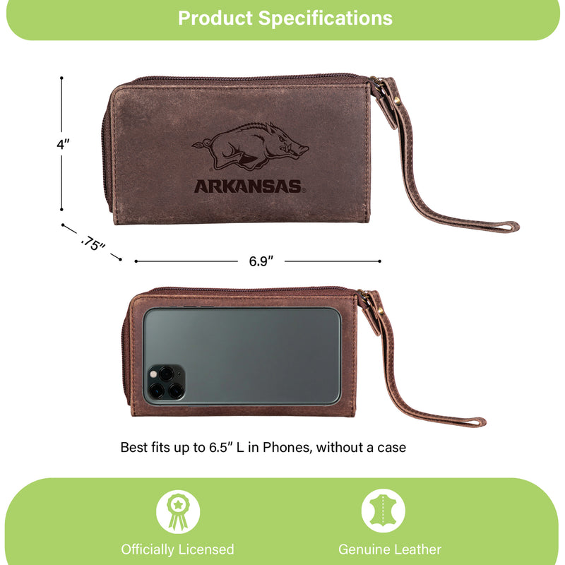 Wristlet Wallet, Brown, University of Arkansas