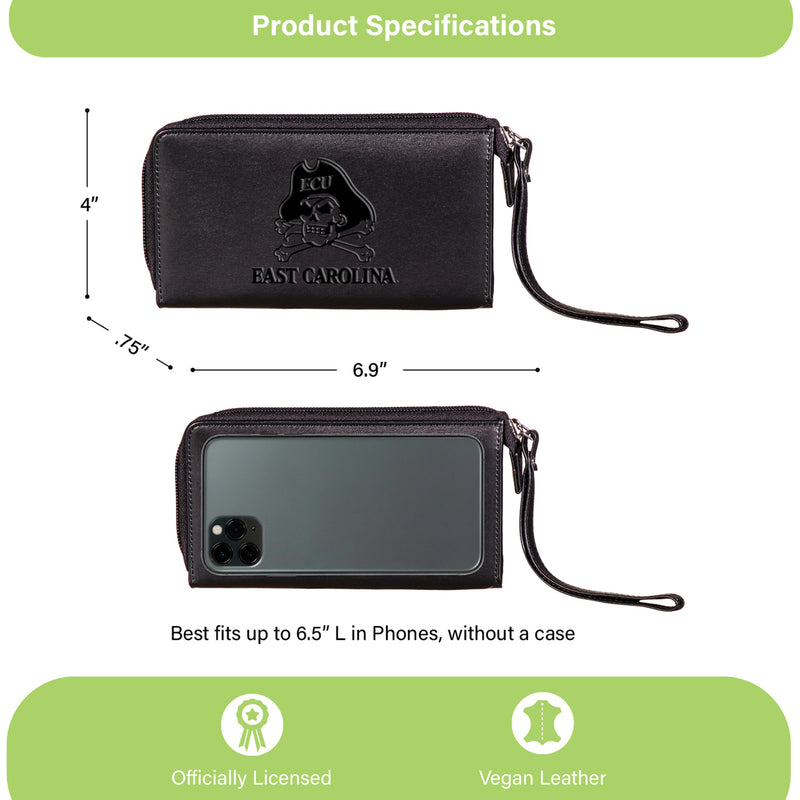 Wristlet Wallet, Black, East Carolina University