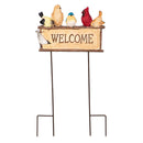11"H Welcome Garden Stake, Birds on a Line