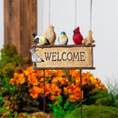 11"H Welcome Garden Stake, Birds on a Line