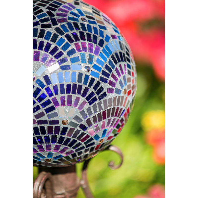 Evergreen Gazing Ball,10" Gazing Ball, Mosaic Blooming, Purple,9.84x11.61x9.84 Inches