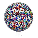 10" Mosaic Glass Gazing Ball, Multicolored Flowers,84g2481