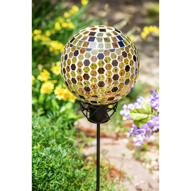 Evergreen Gazing Ball,10" Mosaic Glass Gazing Ball, Honeycomb,10x10x11.81 Inches