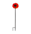 6"D 22"H Art Glass Flower Garden Stake, Red