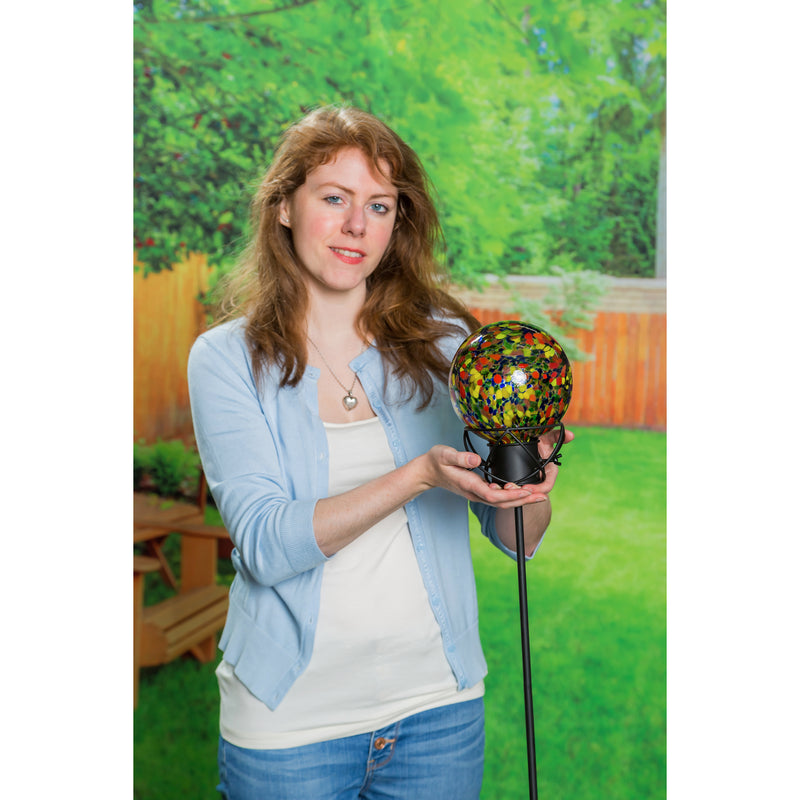 Evergreen Gazing Ball,6" Art Glass Gazing Ball, Orange Speckle,5.91x5.91x7.48 Inches