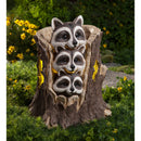 Solar Three Raccoons in a Stump Sculpture,84g3439
