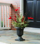 30"H Statement Planter with Cardinals and Artificials Porch Décor