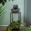 Ridged Globe Fountain with Planter Shelf