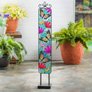 Stained Glass Panel Stake, Butterflies and Florals