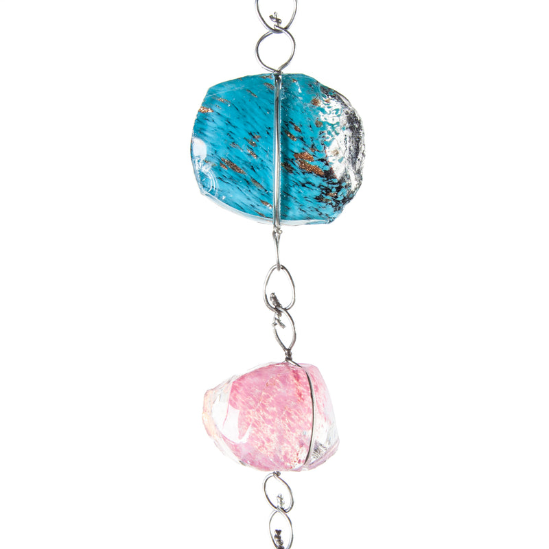 Evergreen Garden Accents,71"H Multicolor Glass Rain Chain,1.97x1.97x70.87 Inches