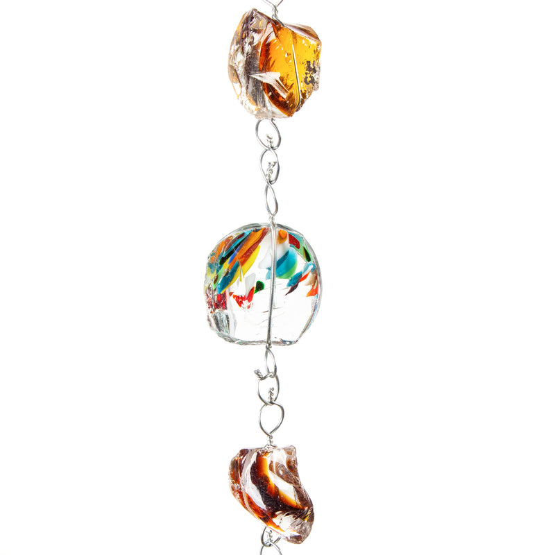 Evergreen Garden Accents,71"H Multicolor Glass Rain Chain,1.97x1.97x70.87 Inches