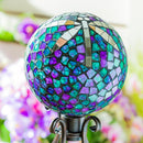 10" Mosaic Glass Gazing Ball, Dragonfly