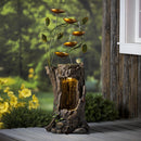 Stump fountain with Leaves & LED Light