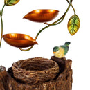 Stump fountain with Leaves & LED Light