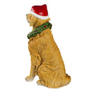 24"H Golden Retreiver with Santa Hat and Wreath Garden Statuary