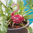 Tropical Oasis Art Glass Flamingo Watering Globe with Terracotta Spike, 12 Piece Total CDU