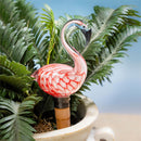 Tropical Oasis Art Glass Flamingo Watering Globe with Terracotta Spike, 12 Piece Total CDU