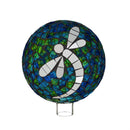 10" Mosaic Glass Gazing Ball, Green Dragonfly